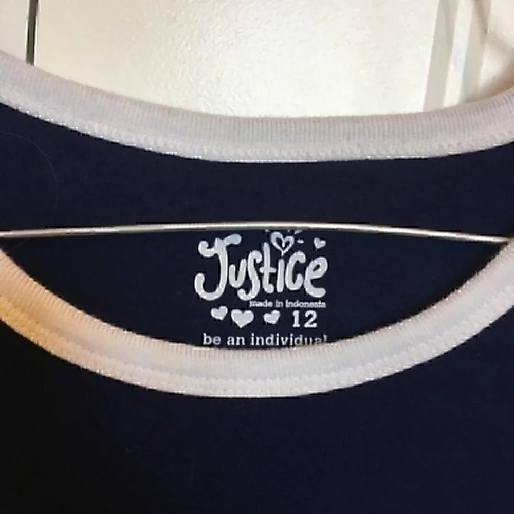 Justice Girls size 12  T-shirt Navy and white
